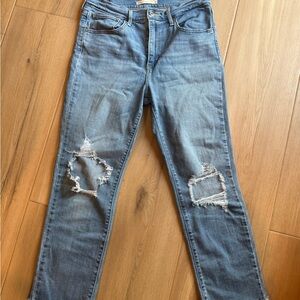 Distressed Blue Jeans